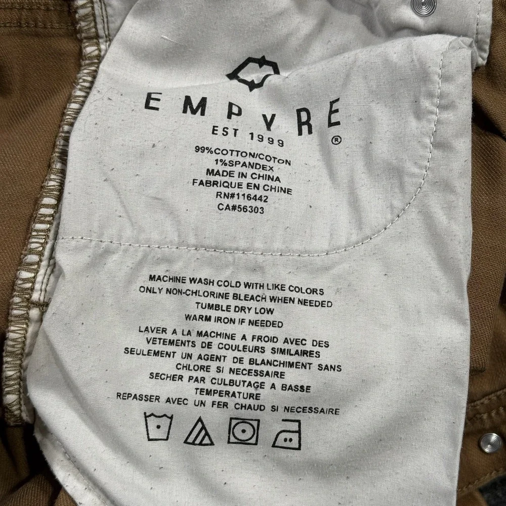Empyre Verge Skinny Jeans Mens Size 32x30 Stretch Khaki‎ Denim Cotton Skate